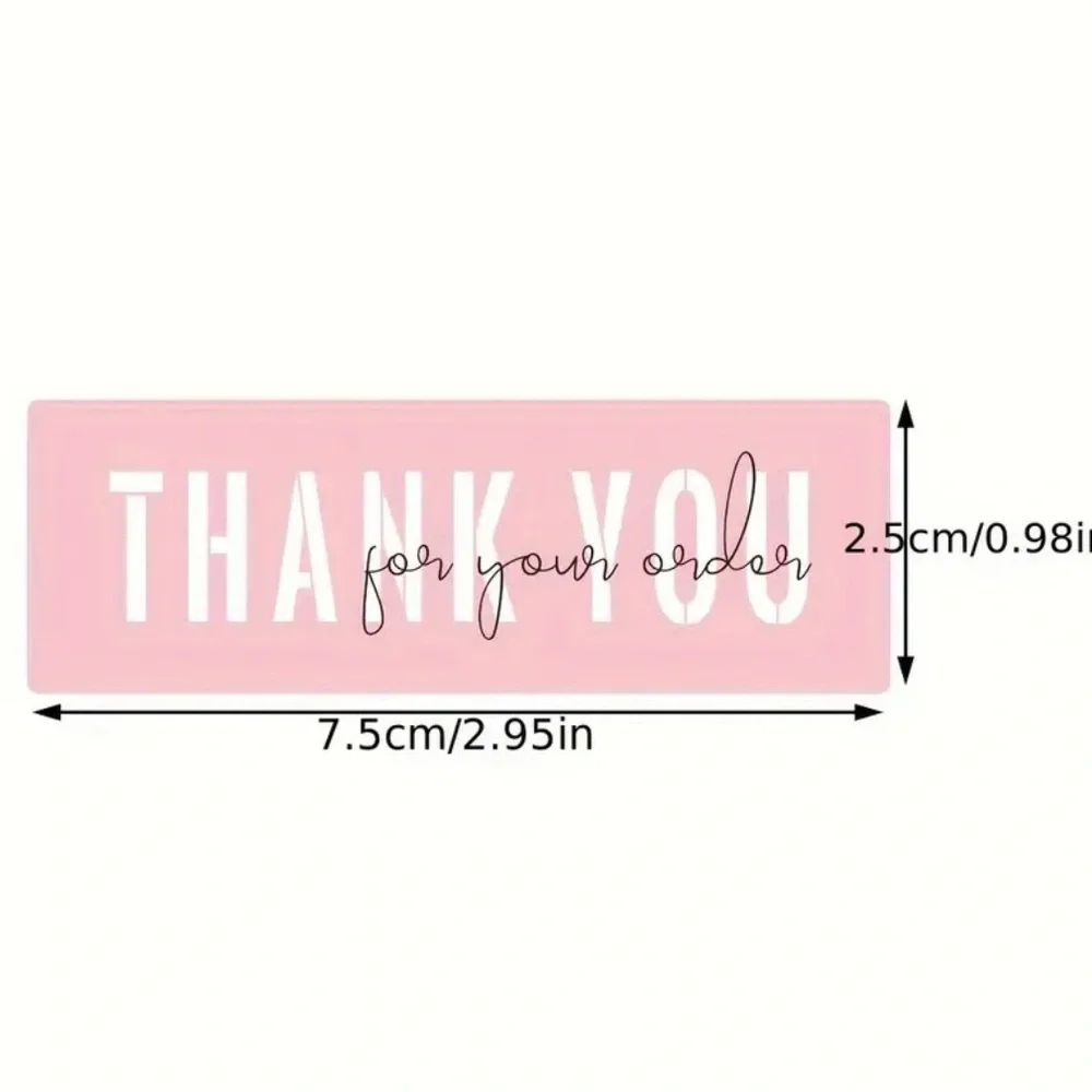 Thank You Label Roll - White and Pink, NEW